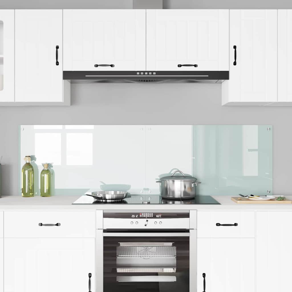 Rivestimento da Cucina 2 pz-Set di 2 Paraschizzi per Cucina Bianco 90 x 50 cm vetro temperato 920099