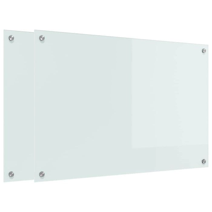 Rivestimento da Cucina 2 pz-Set di 2 Paraschizzi per Cucina Bianco 90 x 60 cm vetro temperato 211631
