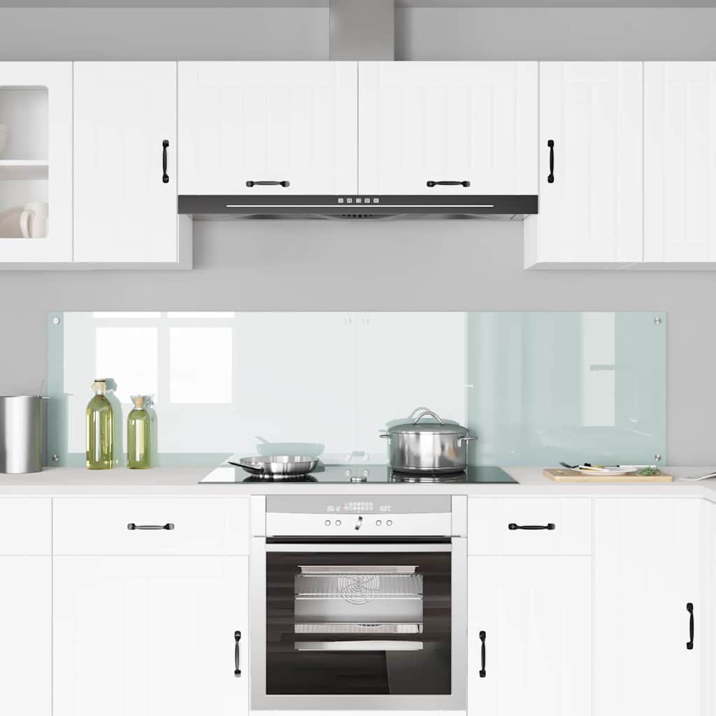 Rivestimento da Cucina 2 pz-Set di 2 Paraschizzi per Cucina Bianco 100 x 50 cm vetro temperato 590602