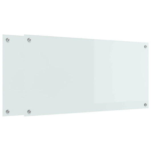Rivestimento da Cucina 2 pz-Set di 2 Paraschizzi per Cucina Bianco 100 x 50 cm vetro temperato 590602