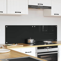 Rivestimento da Cucina 2 pz-Set di 2 Paraschizzi per Cucina Nero 70 x 40 cm vetro temperato