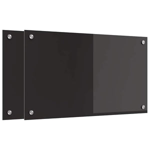 Rivestimento da Cucina 2 pz-Set di 2 Paraschizzi per Cucina Nero 70 x 40 cm vetro temperato