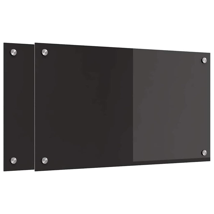 Rivestimento da Cucina 2 pz-Set di 2 Paraschizzi per Cucina Nero 70 x 40 cm vetro temperato