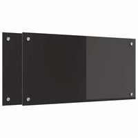 Rivestimento da Cucina 2 pz-Set di 2 Paraschizzi per Cucina Nero 80 x 40 cm vetro temperato