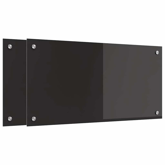 Rivestimento da Cucina 2 pz-Set di 2 Paraschizzi per Cucina Nero 80 x 40 cm vetro temperato