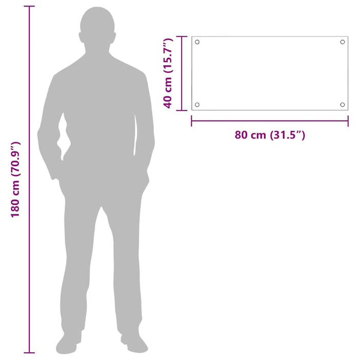 Rivestimento da Cucina Nero 80 x 40 x 0.8 cm vetro temperato 3415545