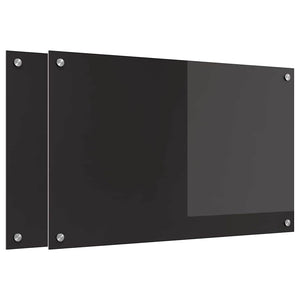 Rivestimento da Cucina 2 pz-Set di 2 Paraschizzi per Cucina Nero 80 x 50 cm vetro temperato