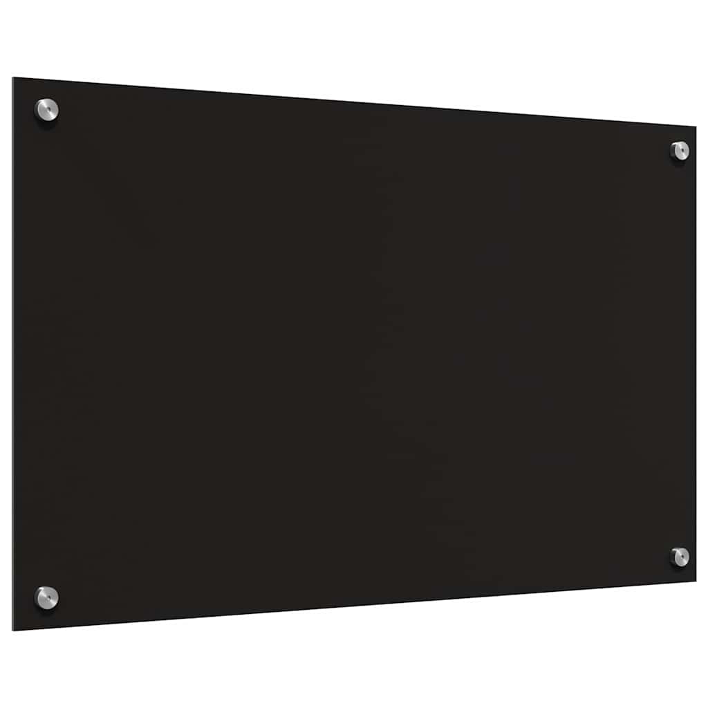 Rivestimento da Cucina 2 pz-Set di 2 Paraschizzi per Cucina Nero 80 x 50 cm vetro temperato