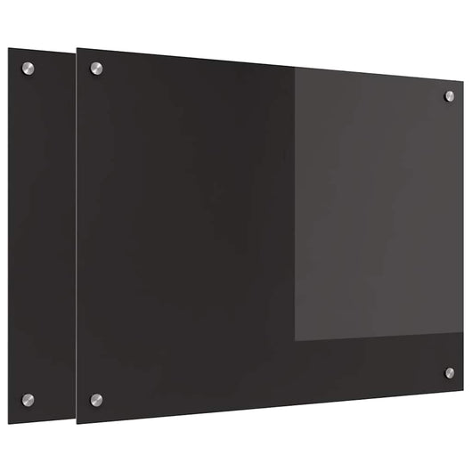 Rivestimento da Cucina 2 pz-Set di 2 Paraschizzi per Cucina Nero 80 x 60 cm vetro temperato