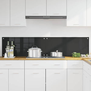 Rivestimento da Cucina 2 pz-Set di 2 Paraschizzi per Cucina Nero 90 x 40 cm vetro temperato 422797