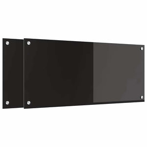 Rivestimento da Cucina 2 pz-Set di 2 Paraschizzi per Cucina Nero 90 x 40 cm vetro temperato 422797