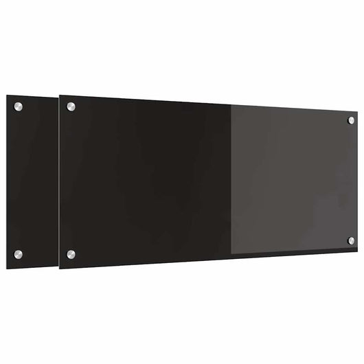 Rivestimento da Cucina 2 pz-Set di 2 Paraschizzi per Cucina Nero 90 x 40 cm vetro temperato 422797