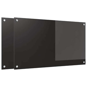 Rivestimento da Cucina 2 pz-Set di 2 Paraschizzi per Cucina Nero 90 x 50 cm vetro temperato 934891