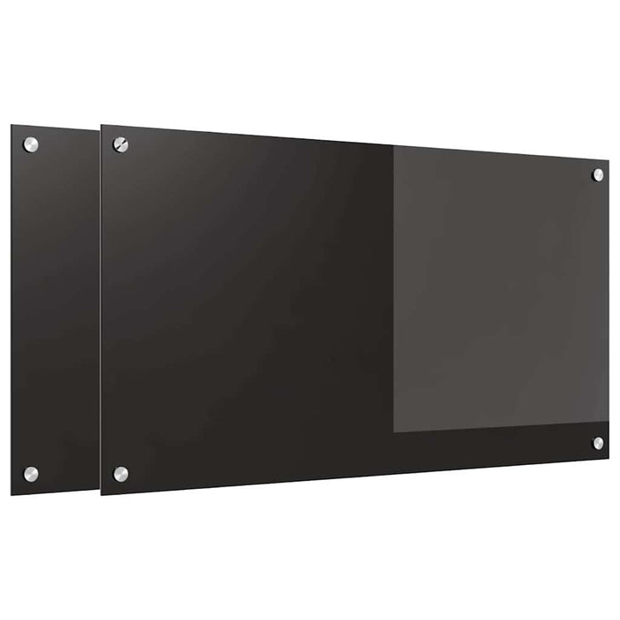 Rivestimento da Cucina 2 pz-Set di 2 Paraschizzi per Cucina Nero 90 x 50 cm vetro temperato 934891