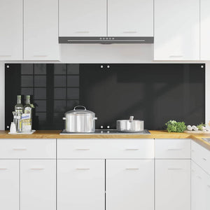 Rivestimento da Cucina 2 pz-Set di 2 Paraschizzi per Cucina Nero 90 x 60 cm vetro temperato 875529