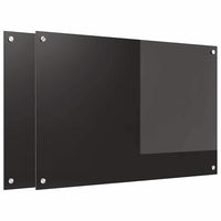 Rivestimento da Cucina 2 pz-Set di 2 Paraschizzi per Cucina Nero 90 x 60 cm vetro temperato 875529