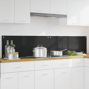 Rivestimento da Cucina 2 pz-Set di 2 Paraschizzi per Cucina Nero 100 x 40 cm vetro temperato 358521