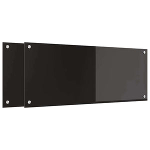 Rivestimento da Cucina 2 pz-Set di 2 Paraschizzi per Cucina Nero 100 x 40 cm vetro temperato 358521