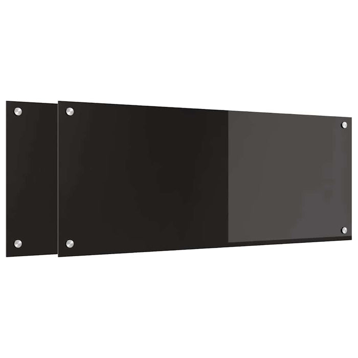 Rivestimento da Cucina 2 pz-Set di 2 Paraschizzi per Cucina Nero 100 x 40 cm vetro temperato 358521