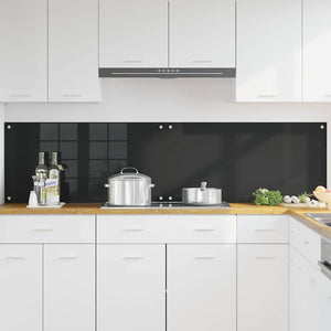 Rivestimento da Cucina 2 pz-Set di 2 Paraschizzi per Cucina Nero 100 x 50 cm vetro temperato 849613