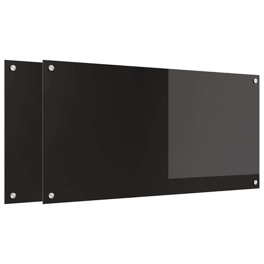 Rivestimento da Cucina 2 pz-Set di 2 Paraschizzi per Cucina Nero 100 x 50 cm vetro temperato 849613