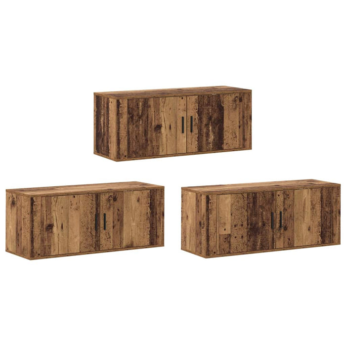 Set Mobile TV da Parete 3 pcs Legno vecchio 100 x 34,5 x 40 cm 3415568