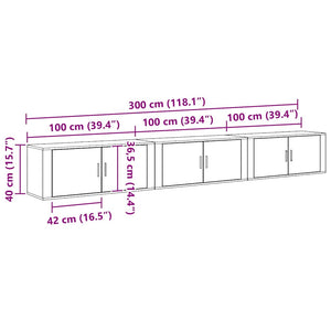 Set Mobile TV da Parete 3 pcs Legno vecchio 100 x 34,5 x 40 cm 3415568