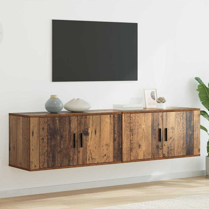 Set Mobile TV da Parete 2 pz-Set di 2 Credenza per TV Legno vecchio 80 x 34,5 x 40 cm