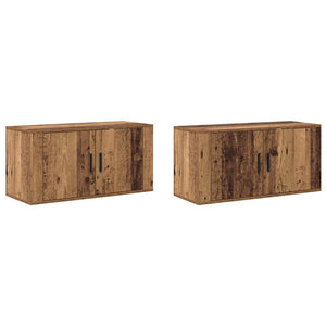 Set Mobile TV da Parete 2 pz-Set di 2 Credenza per TV Legno vecchio 80 x 34,5 x 40 cm