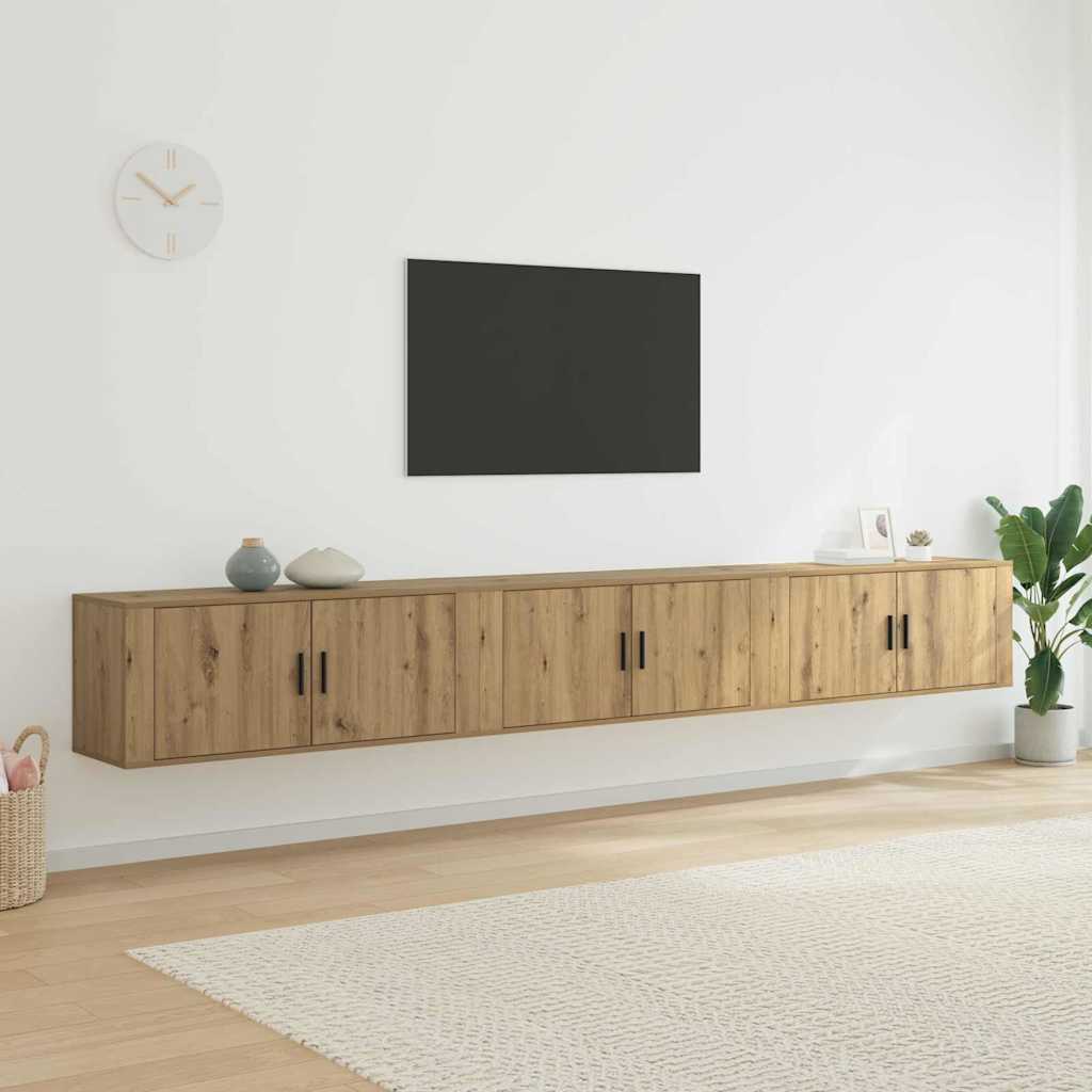 Set Mobile TV da Parete 3 pz-Set di 3 Credenza per TV Rovere artigianale 919555