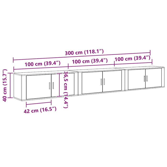 Set Mobile TV da Parete 3 pcs Rovere artigianale 3415585