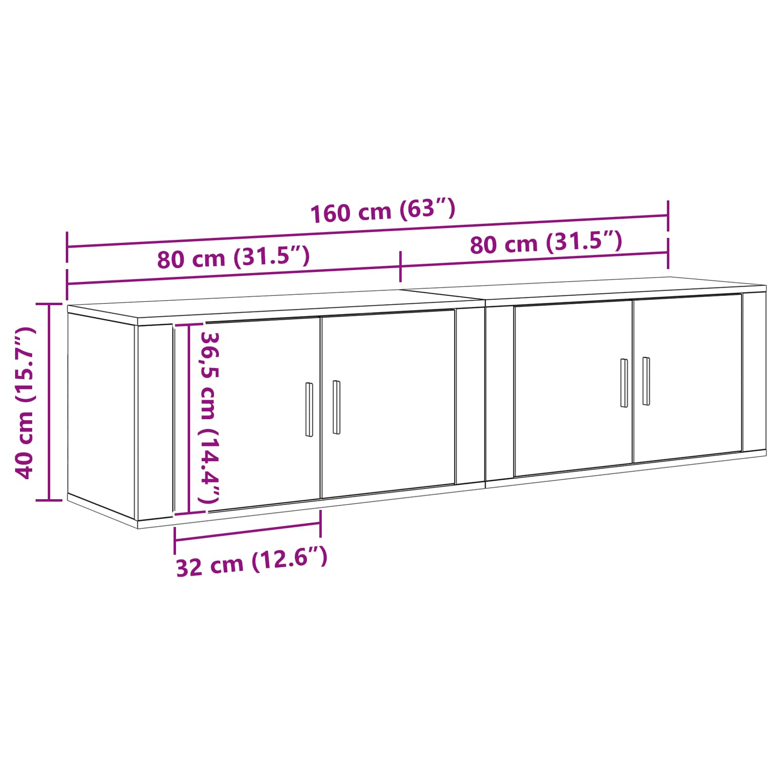 Set Mobile TV da Parete 2 pcs Rovere artigianale 3415586