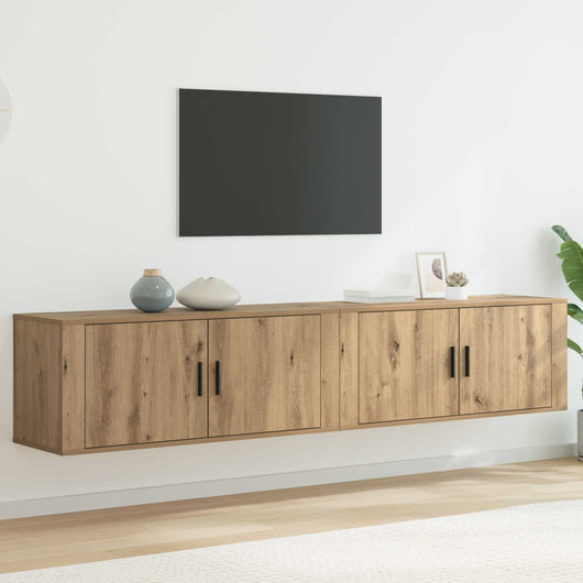 Set Mobile TV da Parete 2 pz-Set di 2 Credenza per TV Rovere artigianale 474003