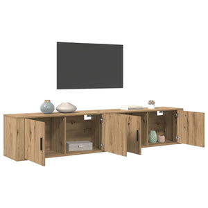 Set Mobile TV da Parete 2 pz-Set di 2 Credenza per TV Rovere artigianale 474003