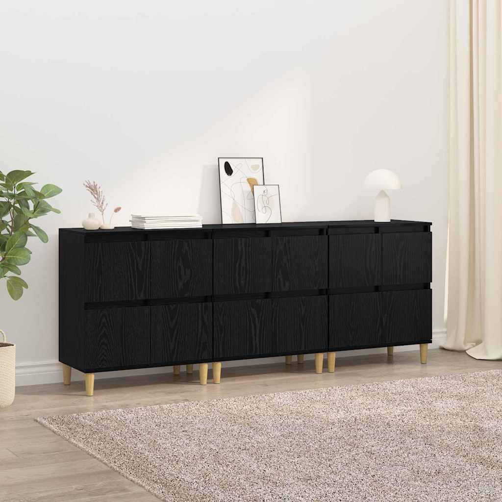 Sideboards 3 pcs Rovere Nero 60 x 35 x 70 cm Legno multistrato 3415591