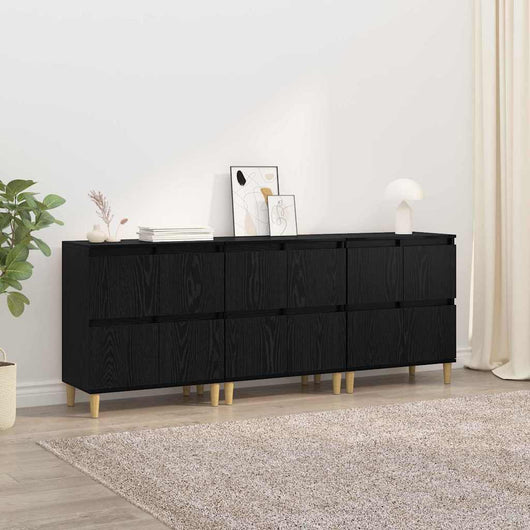 Sideboards 3 pcs Rovere Nero 60 x 35 x 70 cm Legno multistrato 3415591