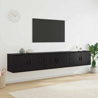 Set Mobile TV da Parete 3 pz-Set di 3 Credenza per TV Rovere Nero 80 x 34,5 x 40 cm