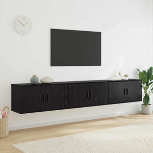 Set Mobile TV da Parete 3 pz-Set di 3 Credenza per TV Rovere Nero 80 x 34,5 x 40 cm