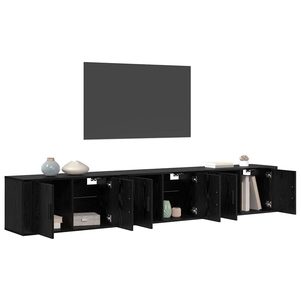 Set Mobile TV da Parete 3 pz-Set di 3 Credenza per TV Rovere Nero 80 x 34,5 x 40 cm