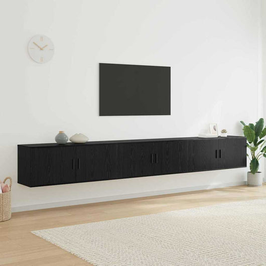 Set Mobile TV da Parete 3 pz-Set di 3 Credenza per TV Rovere Nero 100 x 34,5 x 40 cm