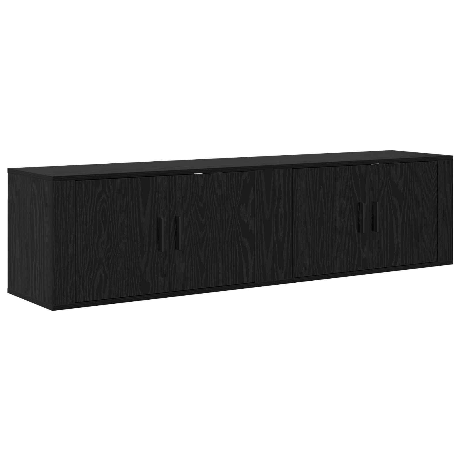 Set Mobile TV da Parete 2 pz-Set di 2 Credenza per TV Rovere Nero 80 x 34,5 x 40 cm