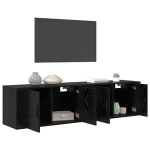 Set Mobile TV da Parete 2 pcs Rovere Nero 80 x 34,5 x 40 cm 3415603