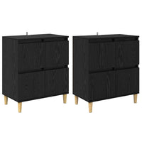 Sideboards 2 pcs Rovere Nero 60 x 35 x 70 cm Legno multistrato 3415604