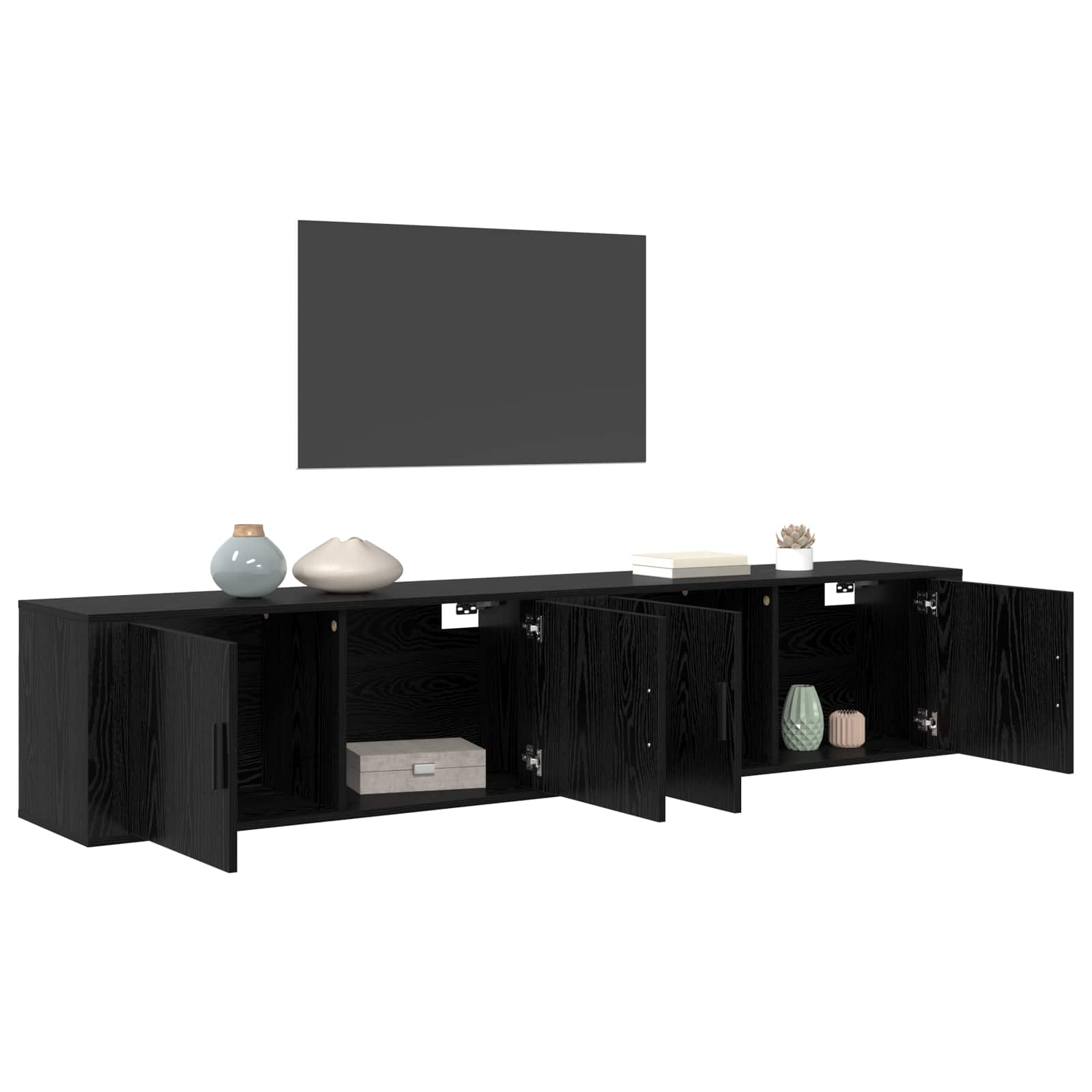 Set Mobile TV da Parete 2 pcs Rovere Nero 100 x 34,5 x 40 cm 3415605