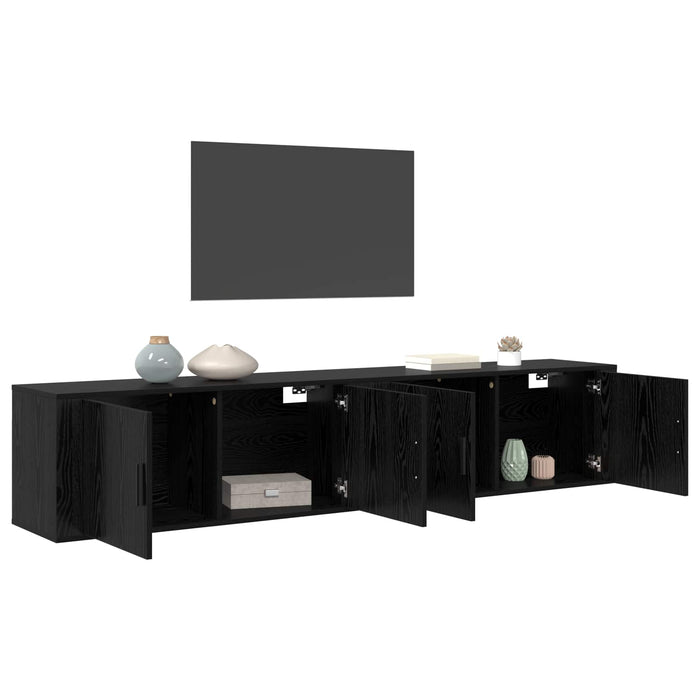 Set Mobile TV da Parete 2 pz-Set di 2 Credenza per TV Rovere Nero 100 x 34,5 x 40 cm