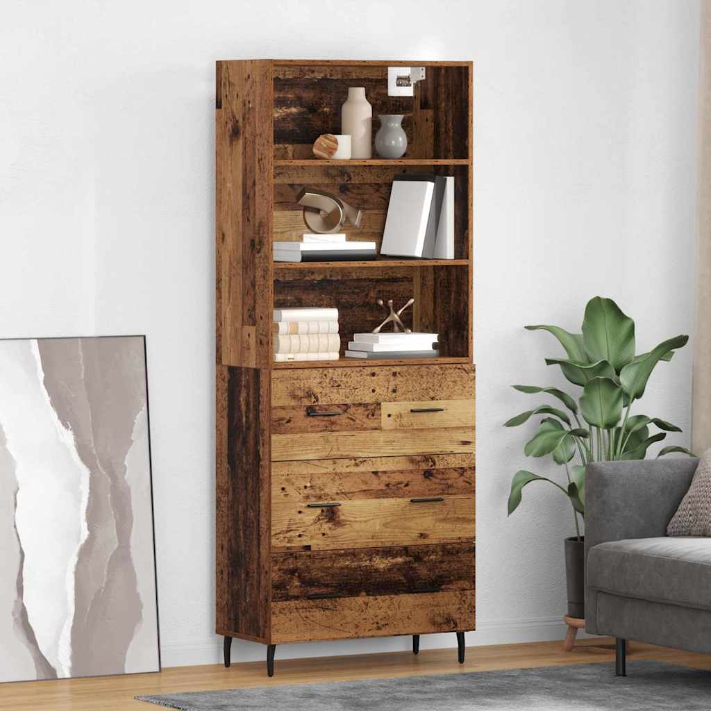 Credenza 2 pz-Set di 2 Buffet-Armadio da cucina Legno vecchio Legno Stratificato e Vetro 378964