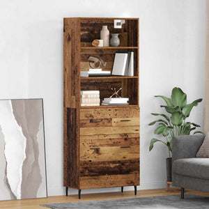 Credenza 2 pz-Set di 2 Buffet-Armadio da cucina Legno vecchio Legno Stratificato e Vetro 378964