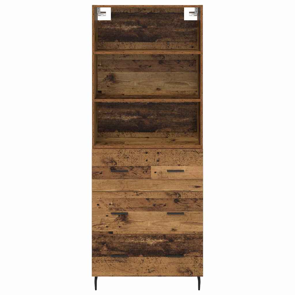 Credenza 2 pz-Set di 2 Buffet-Armadio da cucina Legno vecchio Legno Stratificato e Vetro 378964