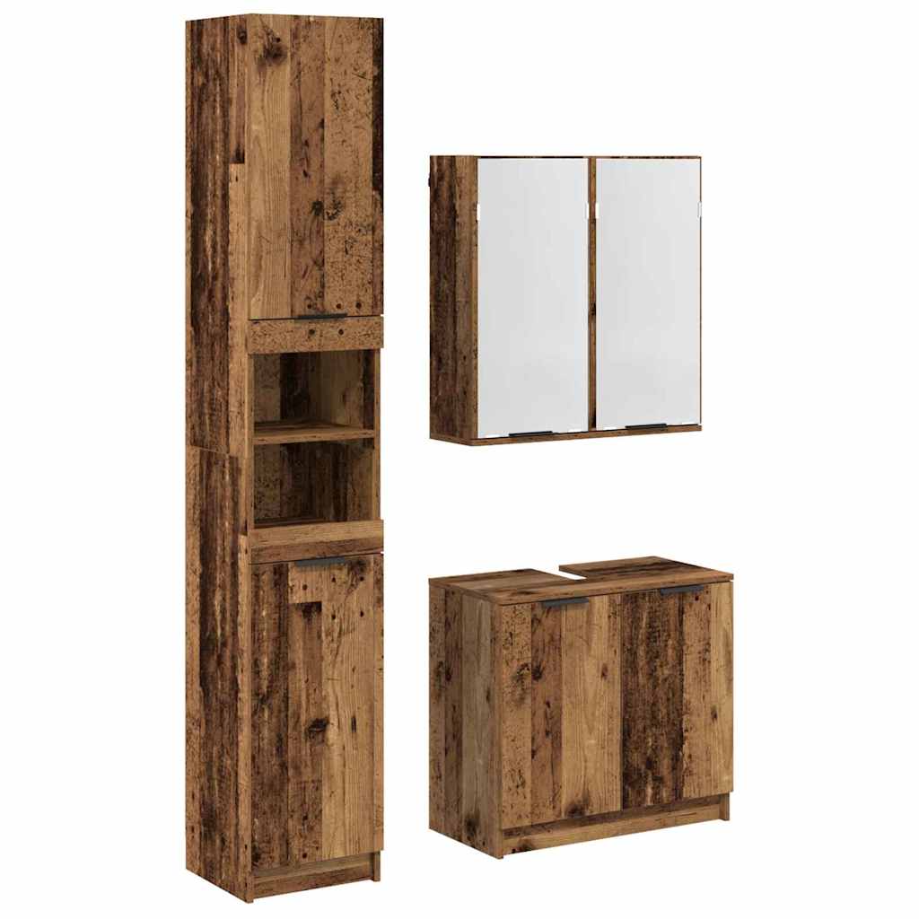 Set di Armadi da Bagno Legno vecchio Legno multistrato 3415656