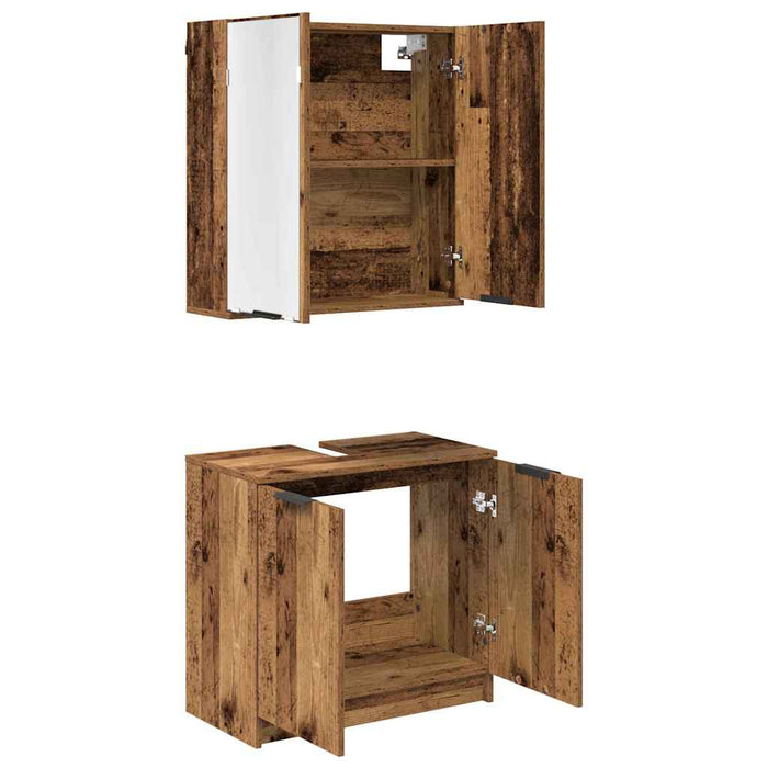 Set di Armadi da Bagno Legno vecchio Legno multistrato 3415679